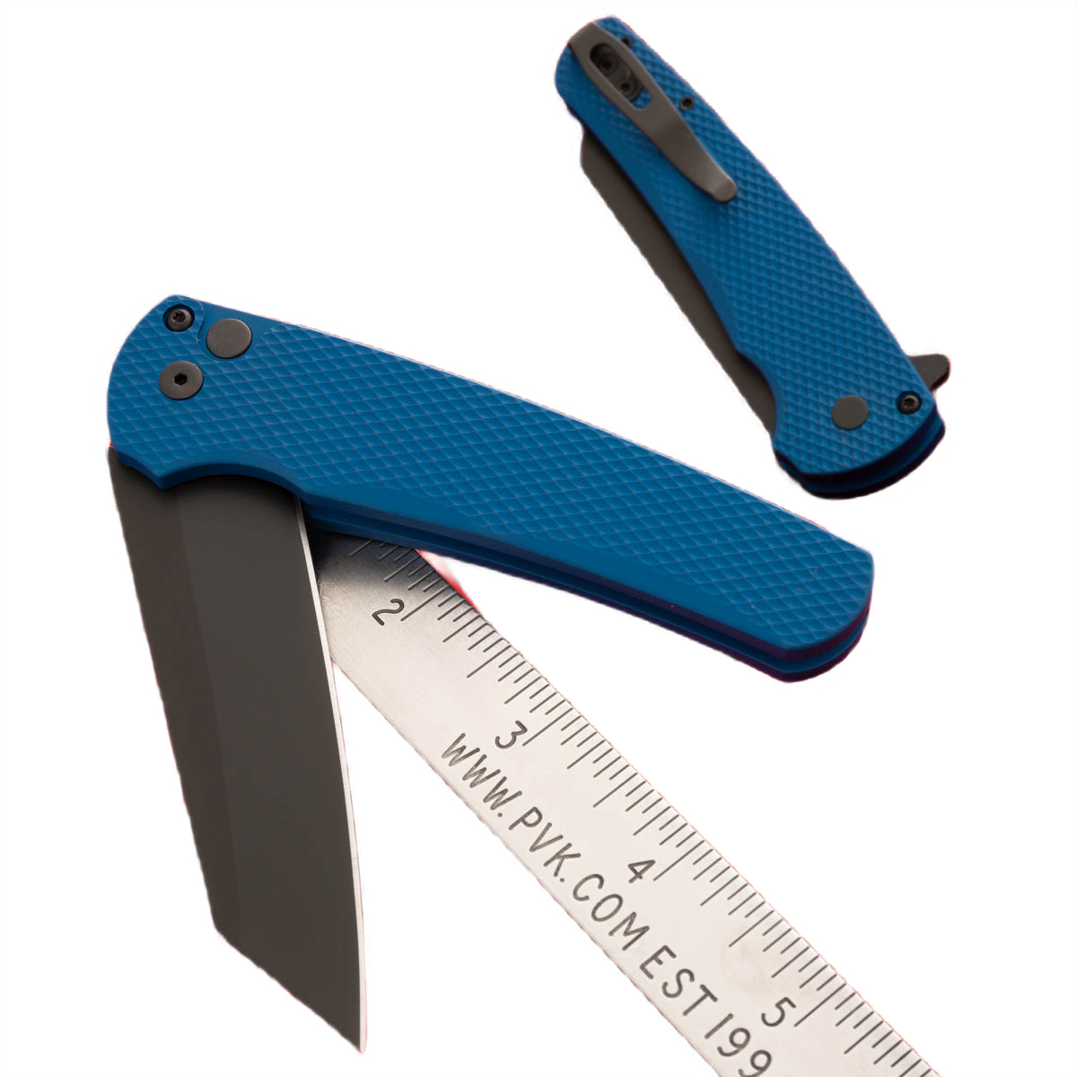 Protech Malibu PVK MRT 2 BLUE Reverse Tanto Flipper DLC CPM-3V