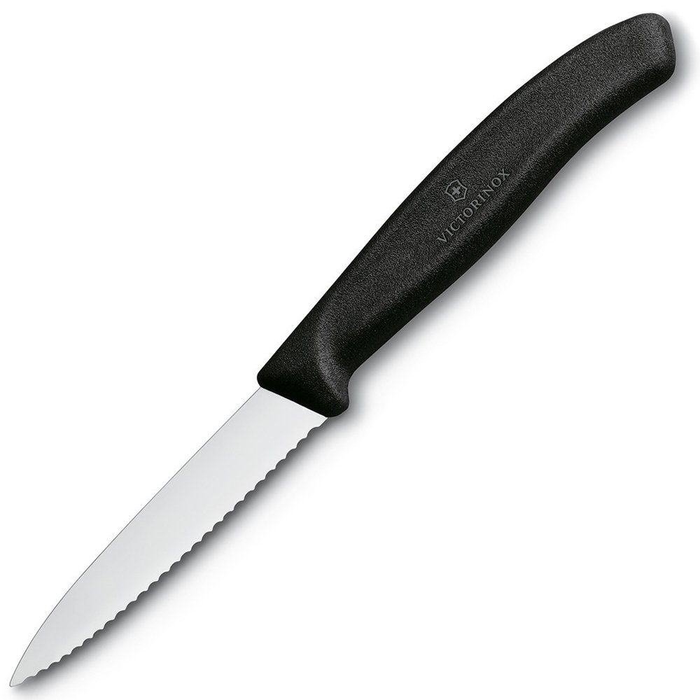 Victorinox Soyma Bıçağı Tırtıklı Sivri Siyah 8cm  6.7633