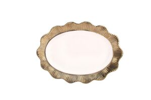 Servis Tabağı Lace Oval Gold 38 Cm