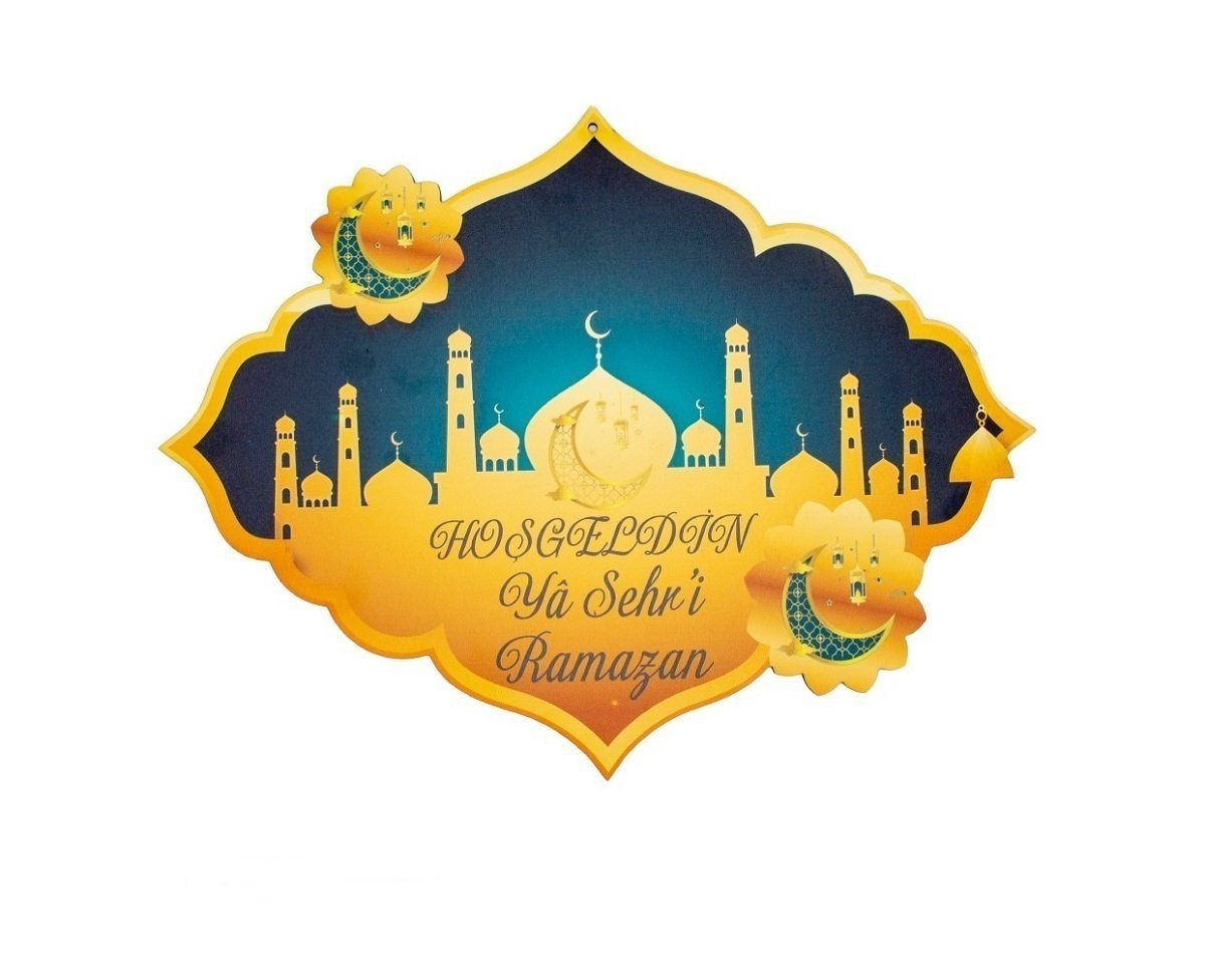 Desenli Hoşgeldin Ya Şehr-i Ramazan Ahşap Kapı Süsü