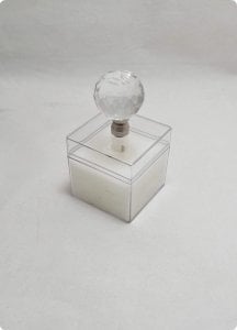 12 li Kristal Tepeli Mumlu Mika Küp Kutu (5x5x5 cm)