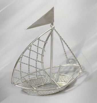 Metal Kaplamalı Tel Gemi-Gümüş