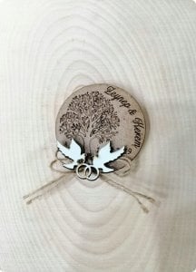 6 cm Süslü İsme özel Ağaçlı,Kuşlu Mdf Söz, Nişan Magnet