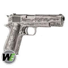 Airsoft Tabanca WE Colt 1911 İşlemeli Gümüş WE-E006SP-BOX