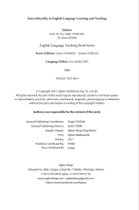 INTERCULTURALİTY İN ENGLİSH LANGUAGE LEARNİNG AND TEACHİNG