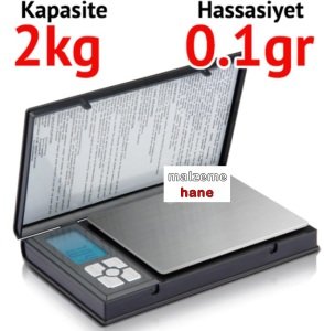 Notebook Kapaklı Cep Terazisi - Hassasiyet: 0.1 gr. Max: 2000 gr.