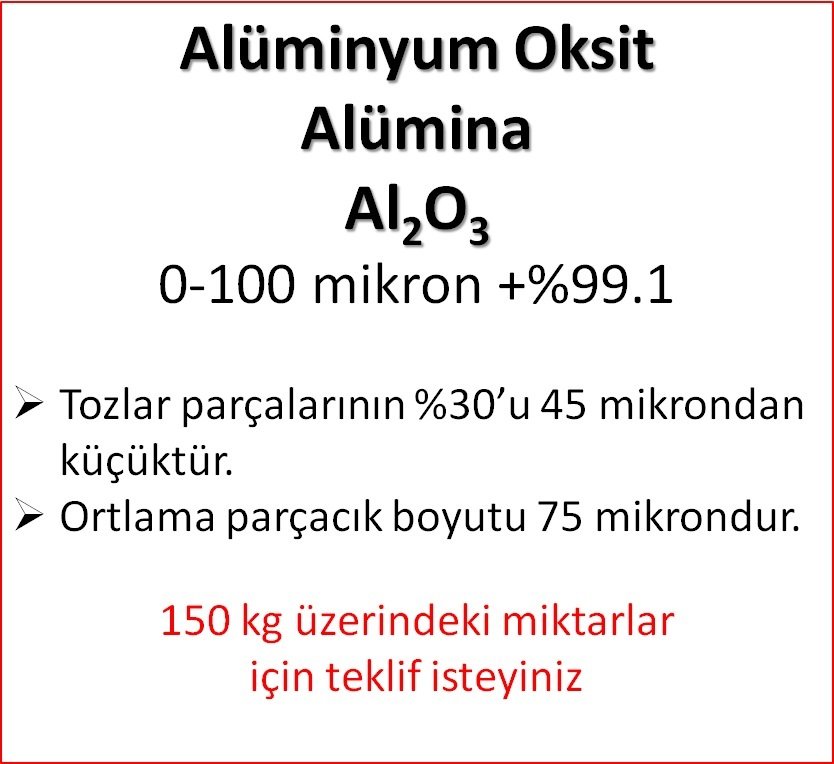 Alüminyum Oksit (Alümina) 0-100 mikron