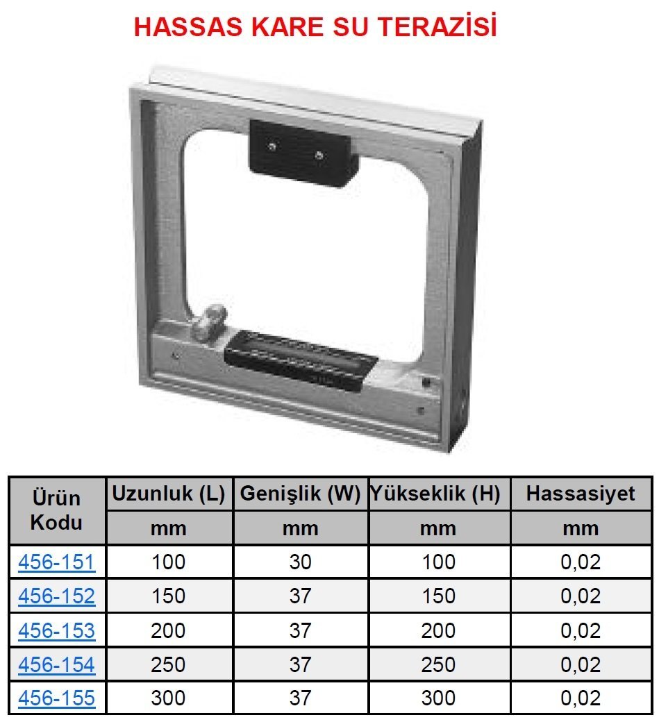 Hassas Kare Su Terazisi 150mm