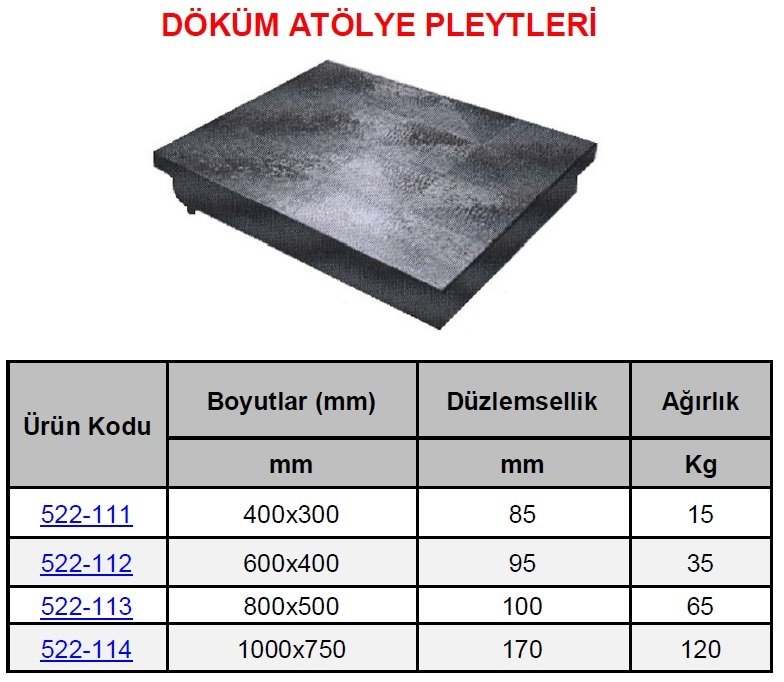 Döküm Pleyt 600x400mm