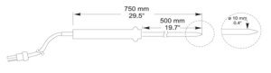 HANNA HI766TR1 Uzatılmış Uzunluk Penetrasyonu Saplı K Tipi Termokupl Probu (500mm)