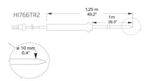 HANNA HI766TR2 Uzatılmış Uzunluk Penetrasyonu K Tipi Termokupl Probu Saplı (1m)