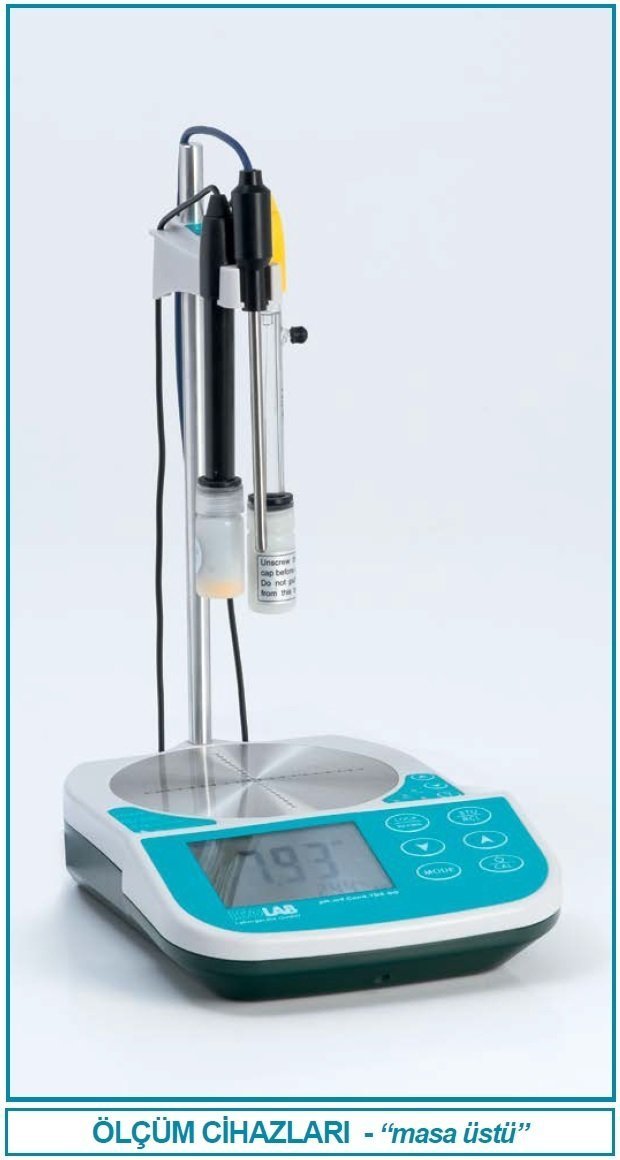 İsolab ölçüm cihazı - masa tipi - karıştırıcılı - pH/ORP/Sıcaklık/Kon./TDS/Tuz/DO/O2 (1 adet)