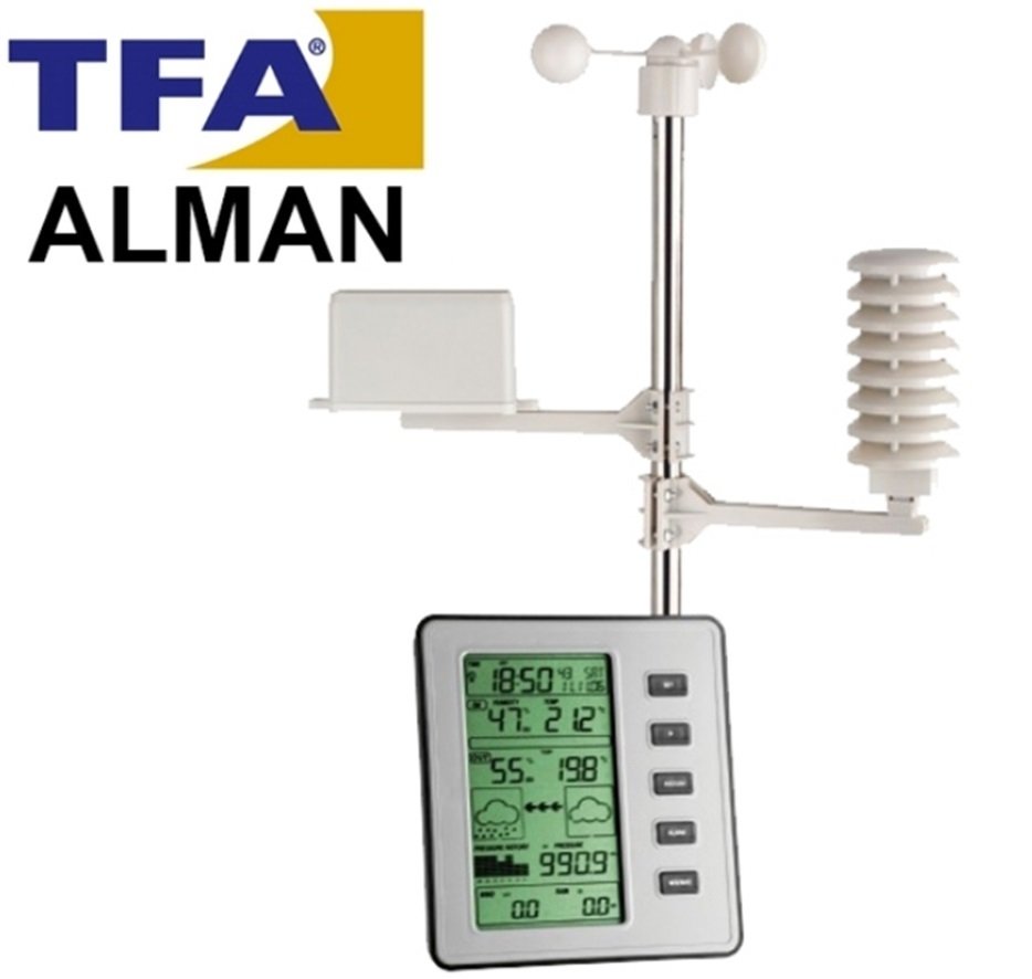 TFA 35.1077 Stratos Hava İstasyonu yağmur Rüzgar Basınç Sıcaklık Nem Göstergesi