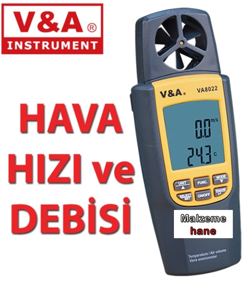 V&A 8022 Dijital Anemometre Rüzgar Hızı. Hava Debisi ve Sıcaklık Ölçer