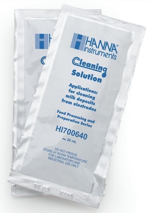 HANNA HI700640P Cleaning Solution for Milk Deposits (Food Industry), (25) 20 mL sachets