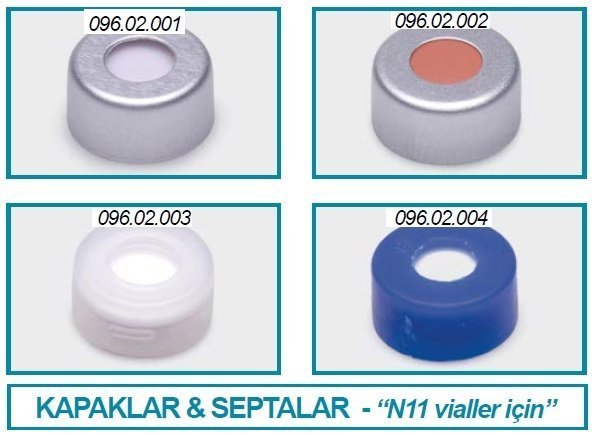 İsolab crimp kapak + septa - silikon / PTFE - yarıksız- N11 crimp vial için (100 adet)