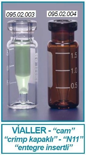 İsolab vial - crimp kapak - N11 - 1.5 ml - 11.6x32mm - entegre insertli (0.2 ml) - amber (100 adet)