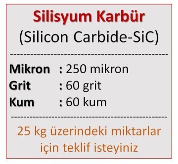 60 kum Mikronize Silisyum Karbür Tozu (250 mikron)