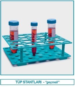 İsolab tüp standı - P.P - demonte - 15 ml & 50 ml tüpler için (1 adet)