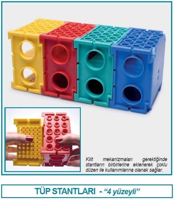 İsolab tüp standı - P.P - 4 yüzlü 4 parça (1 adet)