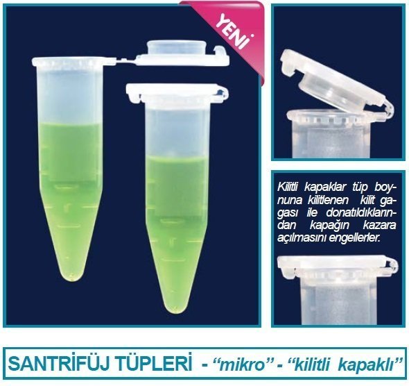 İsolab tüp - santrfüj - mikro - kilitli kapaklı