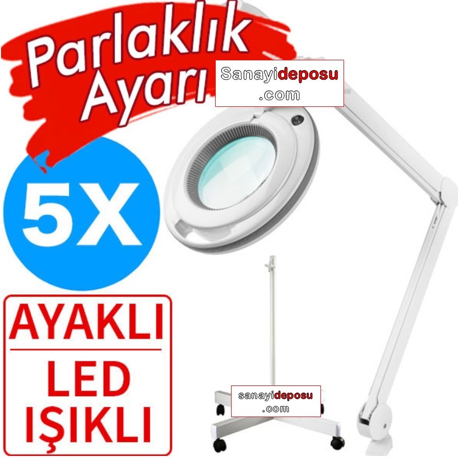 6017-8 Ayarlanabilir Işık Seviyeli Hem Ayaklı Hem Masaüstü Led Işıklı Büyüteç (5x)