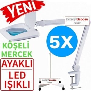 6020-8 Hem Ayaklı Hem Masaüstü Ledli Köşeli Lensli Büyüteç