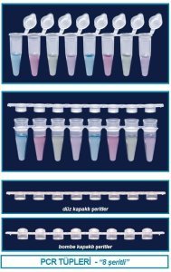 İsolab PCR şeriti - monteli düz kapaklı - 8 x 0.2 ml tüp şeriti (120 adet)