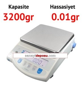 AJH 3200 Dijital Hassas Terazi - Hassasiyet: 0.01 gr. Max: 3 kg.