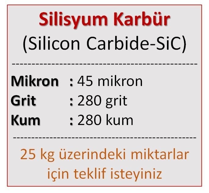 280 kum Mikronize Silisyum Karbür Tozu (45 mikron)