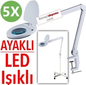 B129 Hem Ayaklı Hem Masaüstü LED Işıklı Büyüteç (5x)