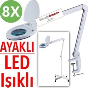 B129 Hem Ayaklı Hem Masaüstü LED Işıklı Büyüteç(8x)