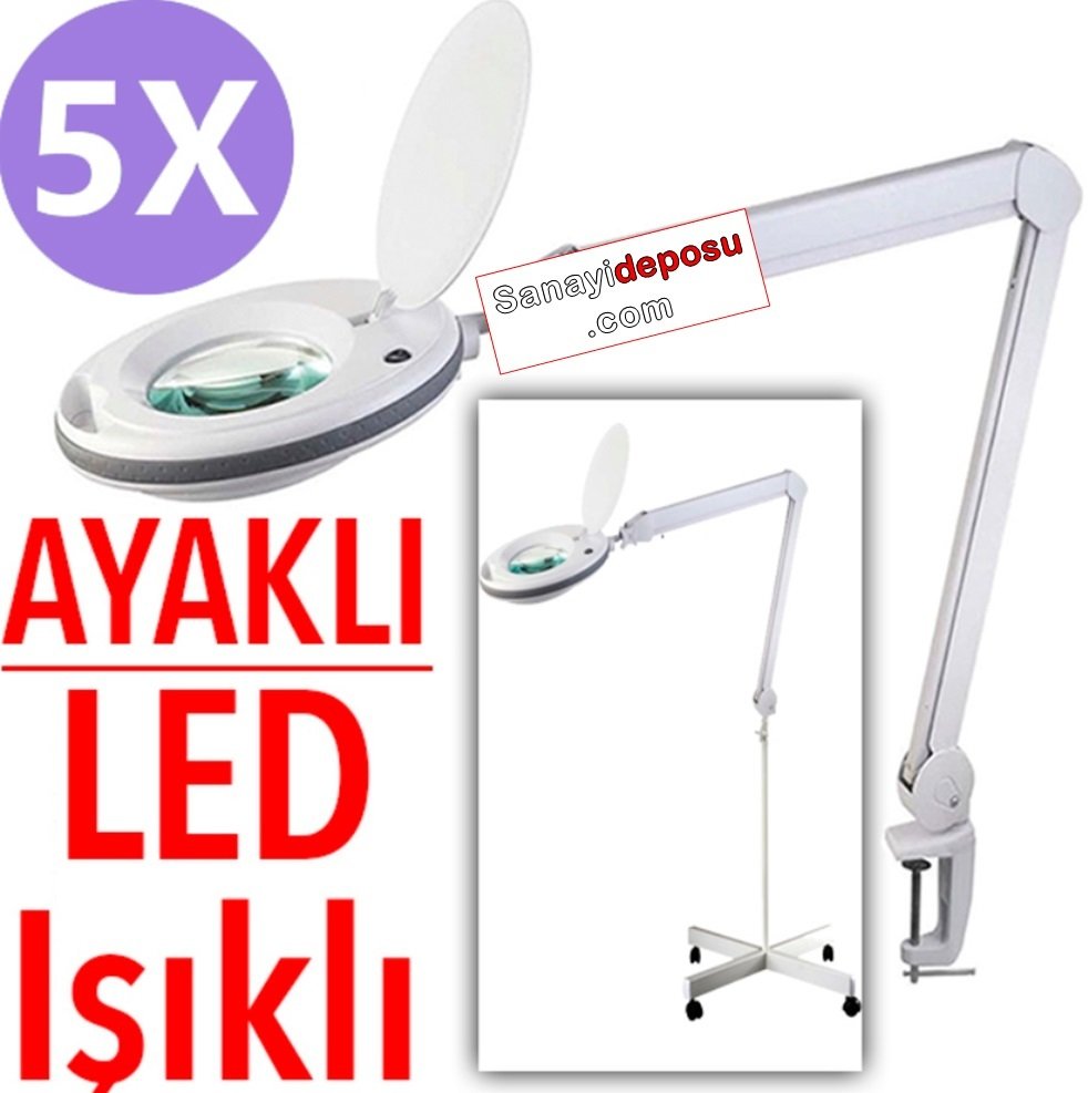 B150 LED Işıklı Hem Masaüstü Hem Ayaklı Büyüteç (5X)