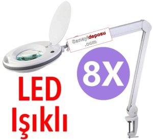 B150 LED Işıklı Masaüstü Büyüteç (8X)