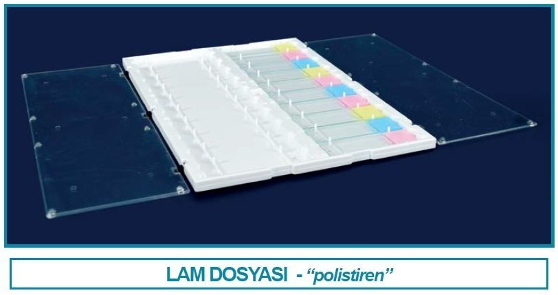 İsolab lam dosyası - polistiren - kapaklı (1 adet)