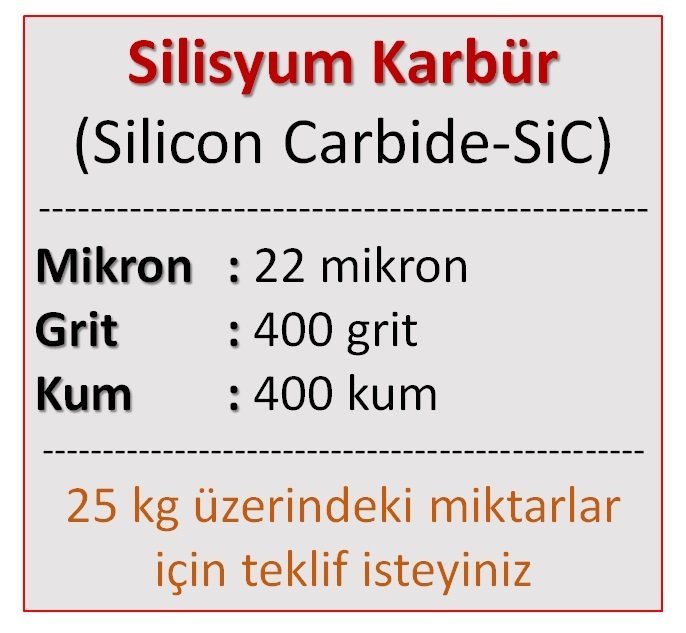 400 kum Mikronize Silisyum Karbür Tozu (22 mikron)