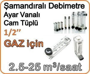 Cam Tüplü Ayar Vanalı Şamandıralı Debimetre Gaz 2.5-25 m3/h