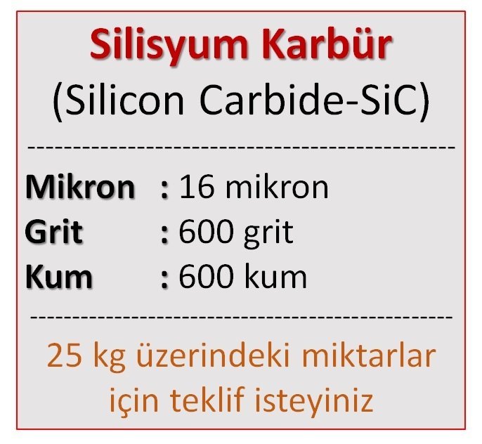600 kum Mikronize Silisyum Karbür Tozu (16 mikron)