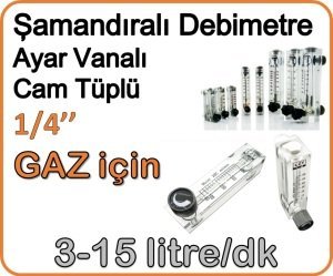 Cam Tüplü Ayar Vanalı Şamandıralı Debimetre Gaz 3-15 lt/dakika