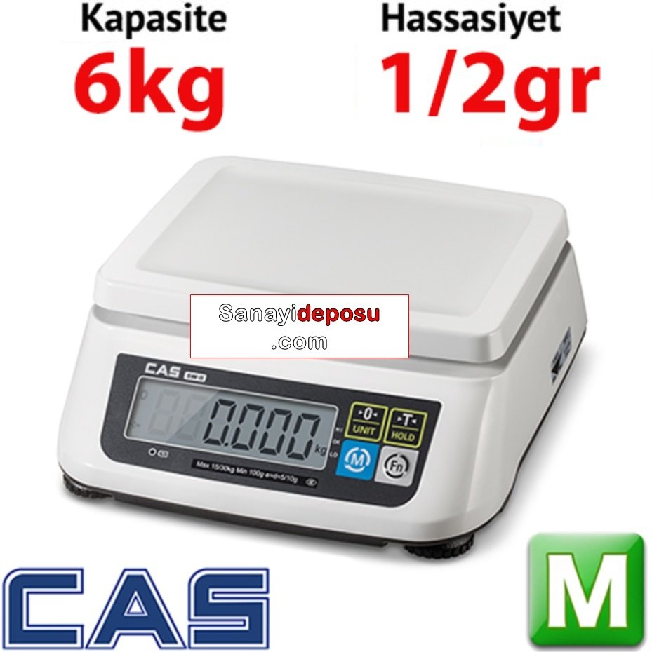 CAS SW II Dijital Hassas Terazi Hassasiyet: 1/2 gr. Max: 6kg.(Onaylı)