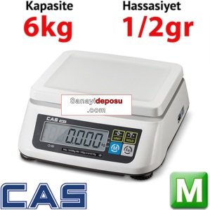 CAS SW II Dijital Hassas Terazi Hassasiyet: 1/2 gr. Max: 6kg.(Onaylı)