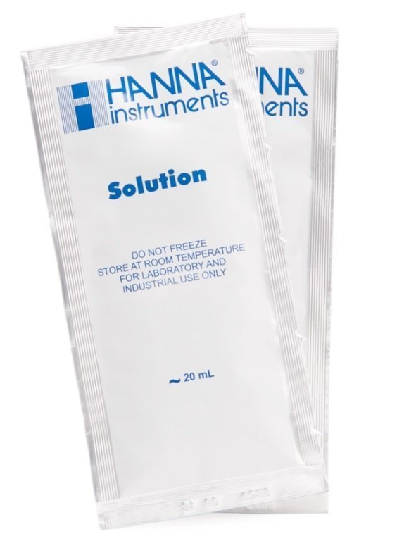 HANNA HI77100P 1413 uS/cm and pH 7.01 -  25oC Calibration Solution Sachets,  (10 each x 20 mL)