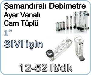 Cam Tüplü Ayar Vanalı Şamandıralı Debimetre Sıvı 12-52 lt/dk