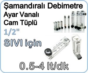 Cam Tüplü Ayar Vanalı Şamandıralı Debimetre Sıvı 0.5-4 lt/dk