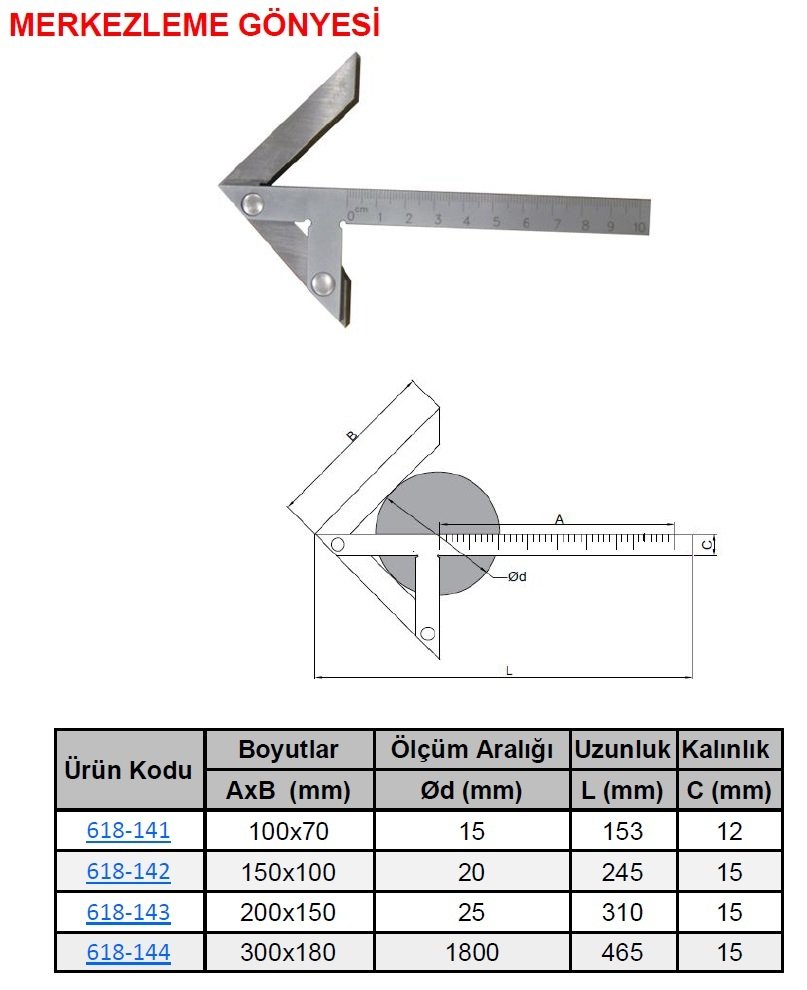 Merkezleme Gönyesi 200x150mm