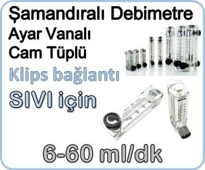 Cam Tüplü Ayar Vanalı Şamandıralı Debimetre Sıvı 6-60 ml/dk