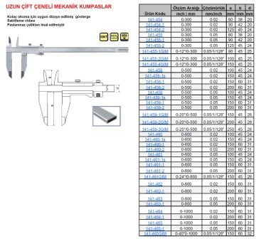 Uzun Çift Çene Mekanik Kumpas 12in300/100/0.05mm