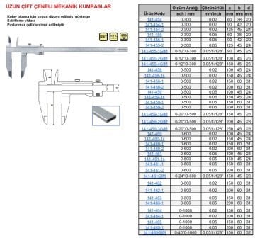 Uzun Çift Çene Mekanik Kumpas 12in300/150/0.05mm