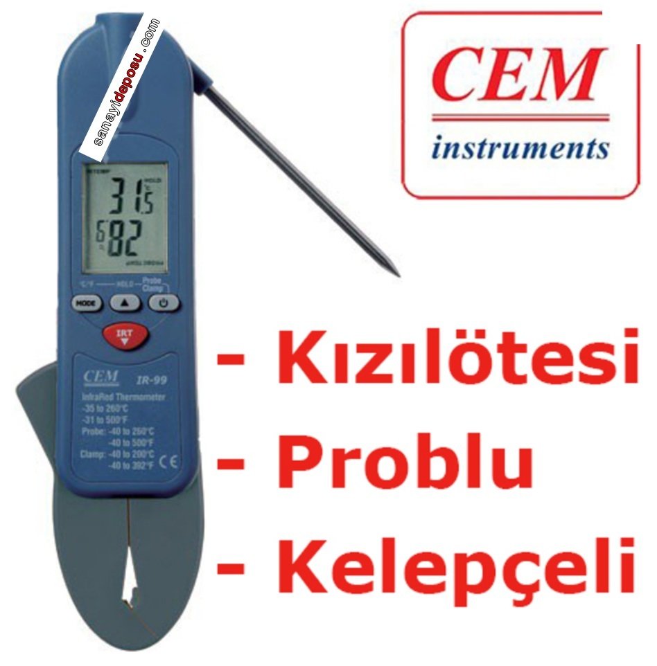 CEM IR99 Kızılötesi Problu ve Kelepçe Sıcaklık Ölçer