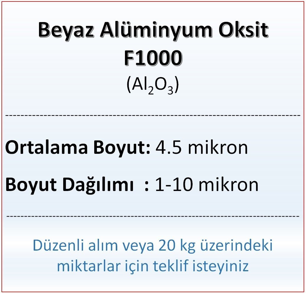 Alüminyum Oksit F1000 - Al2O3 - 4.5 mikron
